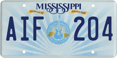 MS license plate AIF204