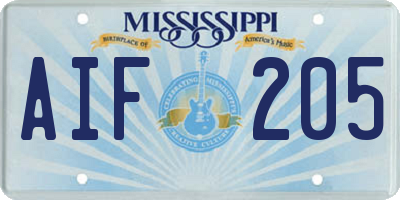 MS license plate AIF205