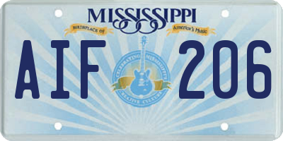 MS license plate AIF206