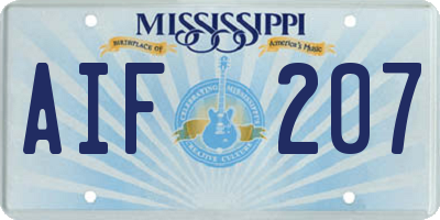 MS license plate AIF207