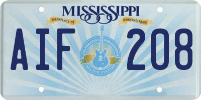 MS license plate AIF208