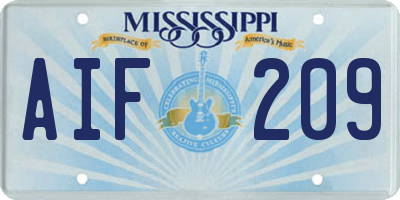 MS license plate AIF209