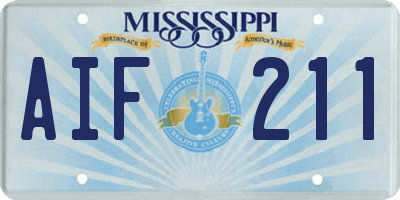 MS license plate AIF211