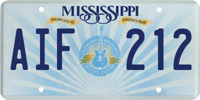 MS license plate AIF212