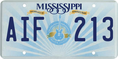 MS license plate AIF213