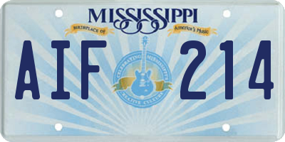 MS license plate AIF214
