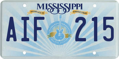 MS license plate AIF215