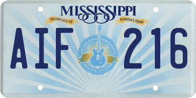 MS license plate AIF216