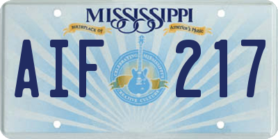 MS license plate AIF217
