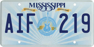MS license plate AIF219