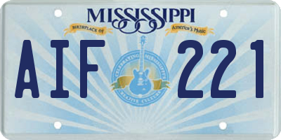 MS license plate AIF221