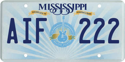 MS license plate AIF222