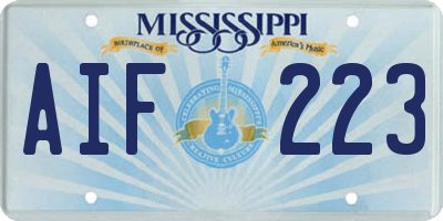 MS license plate AIF223