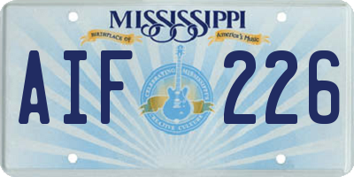 MS license plate AIF226