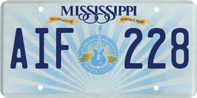 MS license plate AIF228