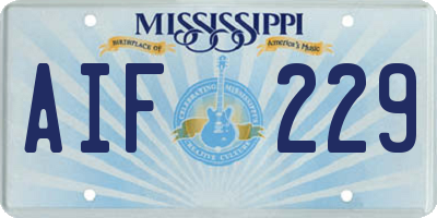MS license plate AIF229