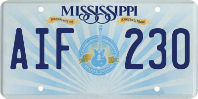 MS license plate AIF230