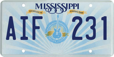 MS license plate AIF231