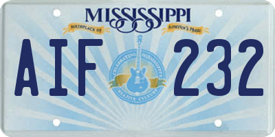 MS license plate AIF232