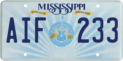 MS license plate AIF233