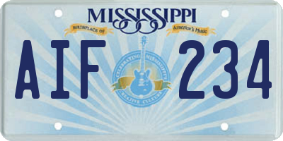 MS license plate AIF234