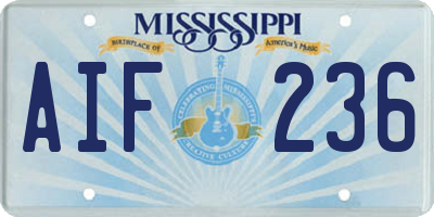 MS license plate AIF236