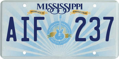 MS license plate AIF237