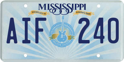 MS license plate AIF240