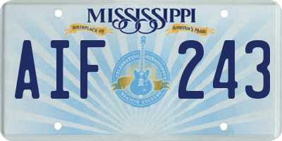 MS license plate AIF243
