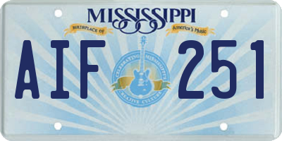 MS license plate AIF251