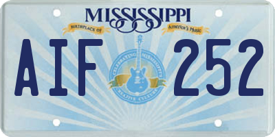 MS license plate AIF252
