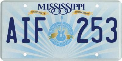 MS license plate AIF253