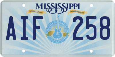 MS license plate AIF258