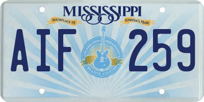 MS license plate AIF259