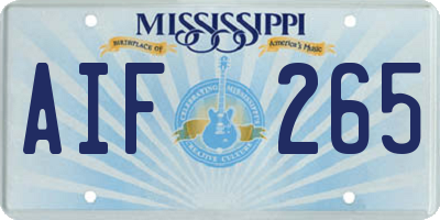 MS license plate AIF265