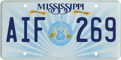 MS license plate AIF269