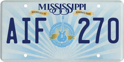 MS license plate AIF270