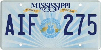 MS license plate AIF275
