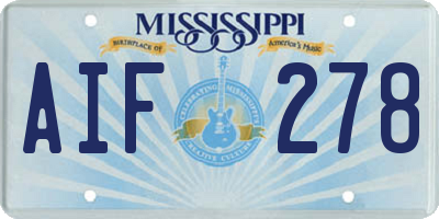 MS license plate AIF278