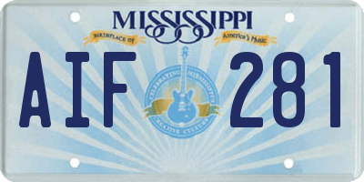 MS license plate AIF281