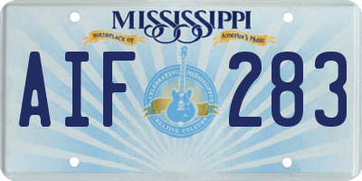 MS license plate AIF283