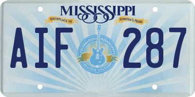 MS license plate AIF287