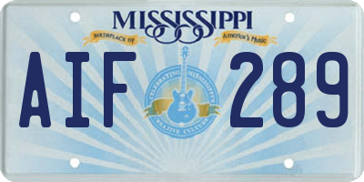 MS license plate AIF289