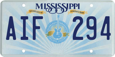 MS license plate AIF294