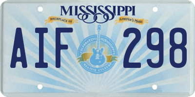 MS license plate AIF298