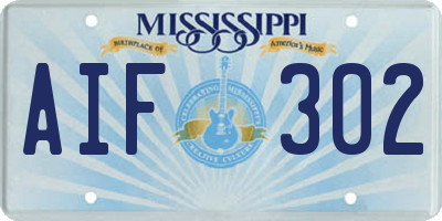 MS license plate AIF302