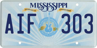 MS license plate AIF303