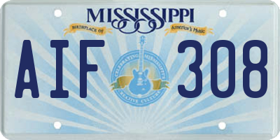 MS license plate AIF308