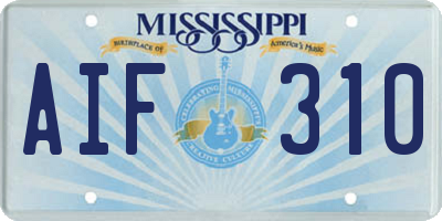 MS license plate AIF310
