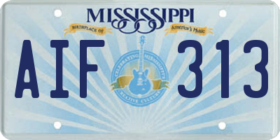 MS license plate AIF313